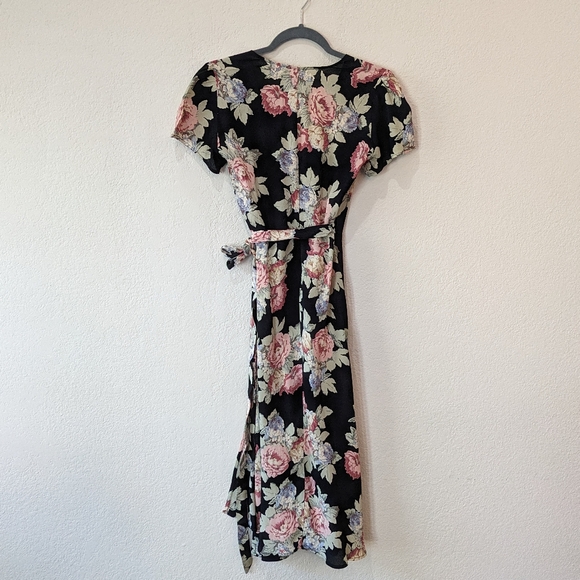 Reformation Linda Midi Wrap Black Floral Dress in Brookvale - Small - Picture 3 of 6